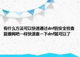 有什么方法可以快速通过dnf的安全检查就像网吧一样快速查一下dnf就可以了