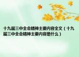 十九届三中全会精神主要内容全文（十九届三中全会精神主要内容是什么）