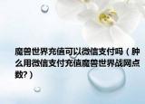 魔兽世界充值可以微信支付吗（肿么用微信支付充值魔兽世界战网点数?）