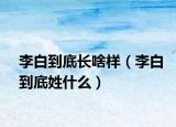 李白到底长啥样（李白到底姓什么）
