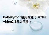 batterymon使用教程（BatteryMon2.1怎么使用）