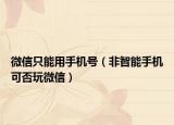 微信只能用手机号（非智能手机可否玩微信）