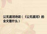 公无渡河诗词（《公无渡河》的全文是什么）