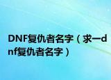 DNF复仇者名字（求一dnf复仇者名字）