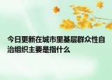 今日更新在城市里基层群众性自治组织主要是指什么
