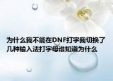 为什么我不能在DNF打字我切换了几种输入法打字母谁知道为什么