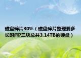 磁盘碎片30%（磁盘碎片整理要多长时间?三块总共3.14TB的硬盘）