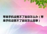 苹果手机设置不了面容怎么办（苹果手机设置不了面容怎么回事）