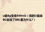 u盘8g变成449mb（我的U盘由8G变成了8M,是为什么?）