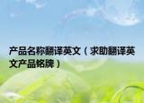 产品名称翻译英文（求助翻译英文产品铭牌）
