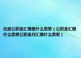 住房公积金汇缴是什么意思（公积金汇缴什么意思公积金月汇缴什么意思）