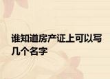 谁知道房产证上可以写几个名字
