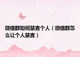 微信群如何禁言个人（微信群怎么让个人禁言）