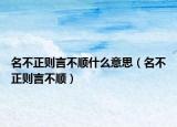 名不正则言不顺什么意思（名不正则言不顺）