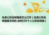 住房公积金明细表怎么打印（住房公积金明细是怎样的 如何打印个人公积金明细）