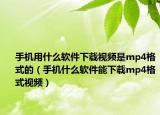 手机用什么软件下载视频是mp4格式的（手机什么软件能下载mp4格式视频）