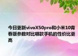 今日更新vivoX50pro和小米10青春版参数对比哪款手机的性价比更高
