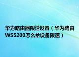 华为路由器限速设置（华为路由WS5200怎么给设备限速）