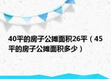 40平的房子公摊面积26平（45平的房子公摊面积多少）