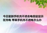 今日更新手机充不进去电但是显示在充电 苹果手机充不进电怎么办