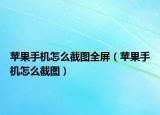 苹果手机怎么截图全屏（苹果手机怎么截图）
