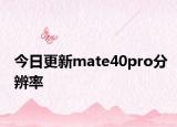 今日更新mate40pro分辨率