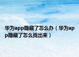 华为app隐藏了怎么办（华为app隐藏了怎么找出来）