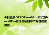 今日更新OPPOReno6Pro和华为Nova8Pro有什么区别哪个好性价比更高