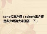 soho公寓产权（soho公寓产权是多少呢请大家回答一下）