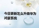 今日更新怎么升级华为鸿蒙系统
