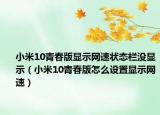 小米10青春版显示网速状态栏没显示（小米10青春版怎么设置显示网速）