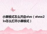 小屏模式怎么开启vivo（vivox21s怎么打开小屏模式）