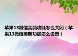 苹果13微信美颜功能怎么关闭（苹果13微信美颜功能怎么设置）