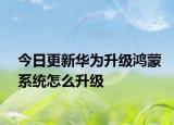 今日更新华为升级鸿蒙系统怎么升级