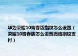 华为荣耀10青春版指纹怎么设置（荣耀10青春版怎么设置微信指纹支付）