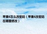 苹果6怎么改密码（苹果6改密码在哪里修改）