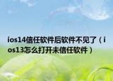 ios14信任软件后软件不见了（ios13怎么打开未信任软件）