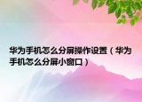 华为手机怎么分屏操作设置（华为手机怎么分屏小窗口）