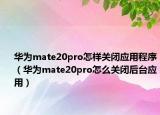 华为mate20pro怎样关闭应用程序（华为mate20pro怎么关闭后台应用）
