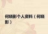 何晓影个人资料（何晓影）