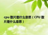 cpu 散片是什么意思（CPU 散片是什么意思）