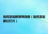 如何添加新领导微信（如何添加新幻灯片）