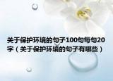 关于保护环境的句子100句每句20字（关于保护环境的句子有哪些）