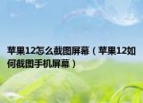 苹果12怎么截图屏幕（苹果12如何截图手机屏幕）