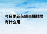 今日更新荣耀直播精灵有什么用