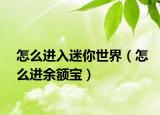 怎么进入迷你世界（怎么进余额宝）