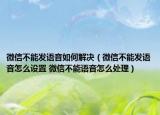 微信不能发语音如何解决（微信不能发语音怎么设置 微信不能语音怎么处理）