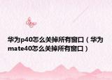 华为p40怎么关掉所有窗口（华为mate40怎么关掉所有窗口）