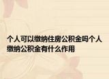 个人可以缴纳住房公积金吗个人缴纳公积金有什么作用