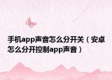 手机app声音怎么分开关（安卓怎么分开控制app声音）